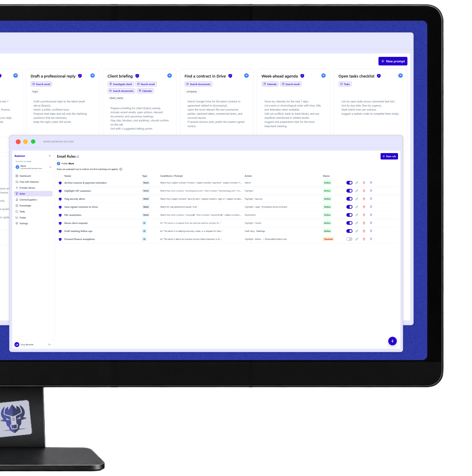 Asterion dashboard